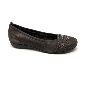 Gabor Bling Faux Fur Lined Flats Dark Fango